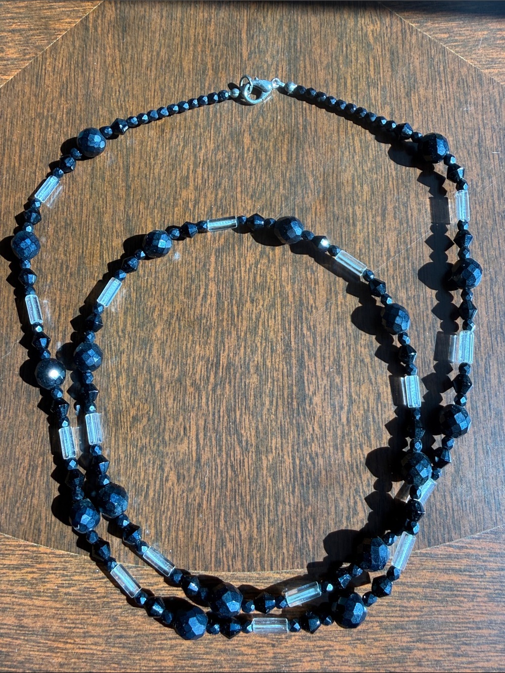 Vintage Black Faceted Glass Bead Necklace